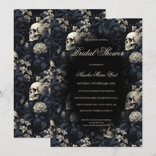 Invitation Crânes florales gothiques Moody Dark Fête des mari
