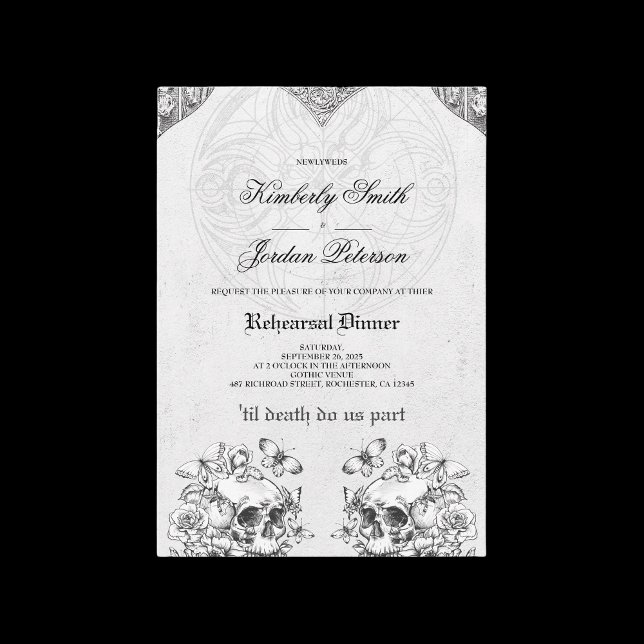 Invitation Crânes gothiques Dîner sombre et maussade de répét (Créateur téléchargé)