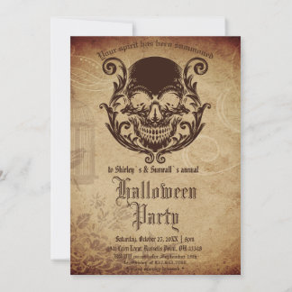 Invitation Crânes gothiques victoriens vintages Halloween Par