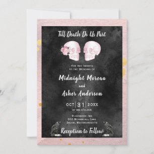 Invitation Crânes Squelette Jusqu'à Ce Que La Mort Nous Sépar