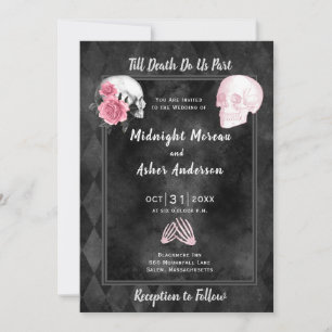 Invitation Crânes Squelette Jusqu'à ce que la mort nous sépar