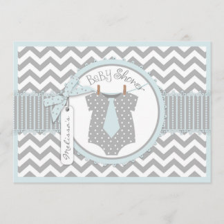 Invitation Cravate bébé garçon Chevron Imprimer Baby shower