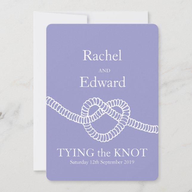 Invitation Cravate cardiaque le noeud mariage blanc violet in (Devant)