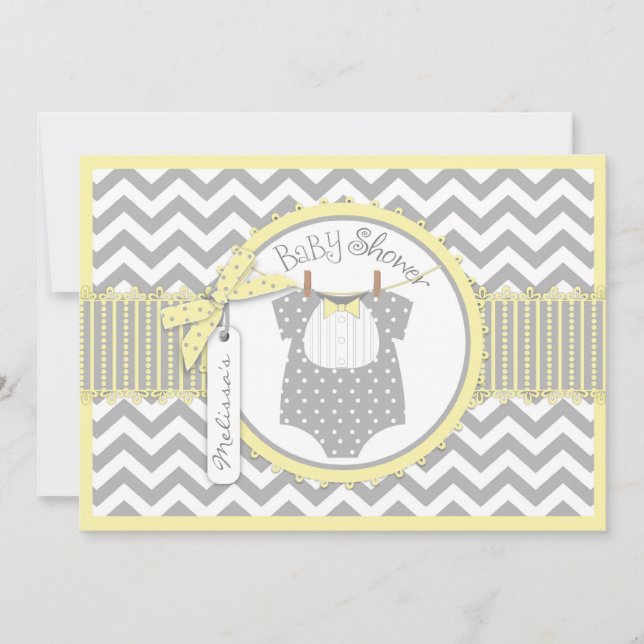 Invitation Cravate Chevron pour bébé Boy Bow Baby shower d'im (Devant)