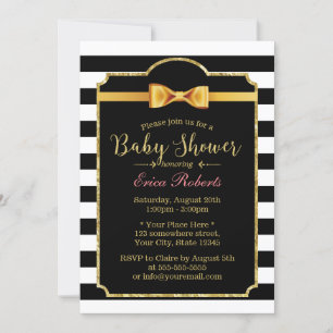 Invitation Cravate Classy Gold Bow Baby shower de rayures mod