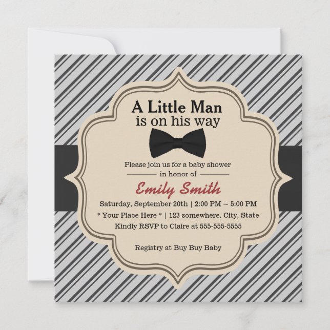 Invitation Cravate de la petite Baby shower de l'homme à l'ai (Devant)