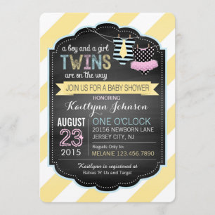 Invitation Cravate et Baby shower Tutu Twins