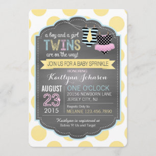 Invitation Cravate et Tutu Twins Baby Sprinkle