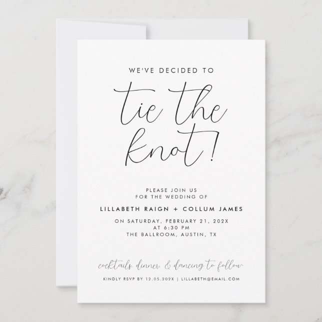 Invitation Cravate Mariage minimale le noeud intime Simple (Devant)