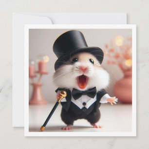 Invitation Cravate noire, anniversaire hamster, hamster