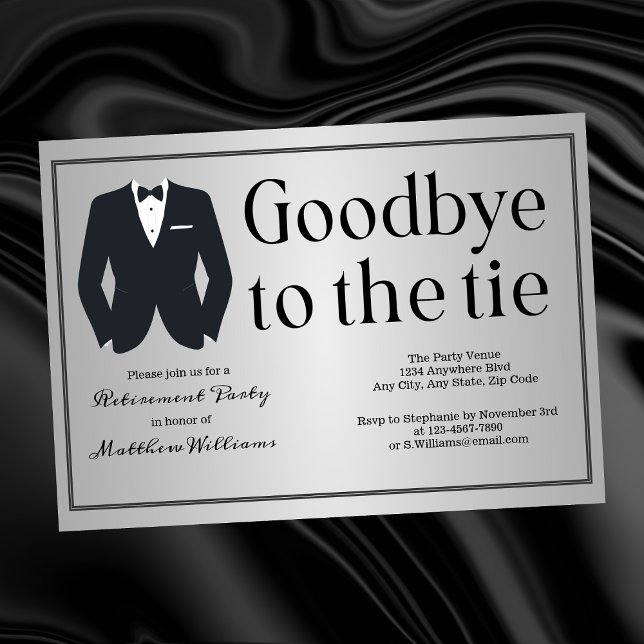 Invitation Cravate noire en argent officiel Tuxedo Retraite P (Créateur téléchargé)