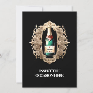 Invitation Cravate noire officielle vin mousseux étiquette ch