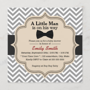 Invitation Cravate simple de Bow Baby shower de Little Man Ch