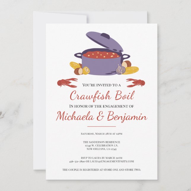 Invitation Crawfish Boil Couples de douche (Devant)