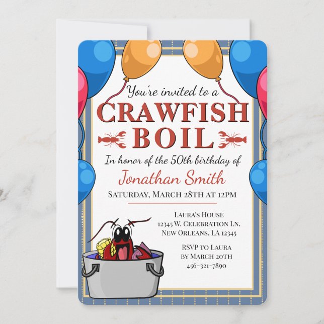 Invitation Crawfish Boil événement spécial Anniversaire (Devant)
