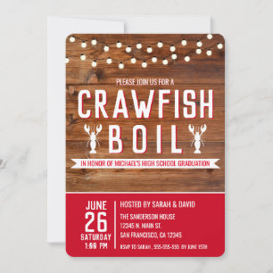 Invitation Crawfish Boil Fruits de mer Rustic Graduation Part