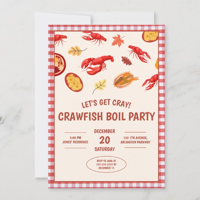 Invitation Crawfish Boil Party Pique-nique Célébration Invita (Devant)