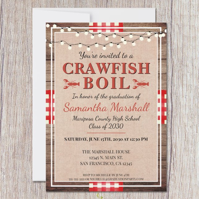Invitation Crawfish Boil Rustic School Graduation Party (Créateur téléchargé)