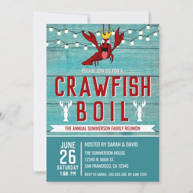 Invitation Crawfish Boire Famille Réunion Fête des fruits de  (Devant)