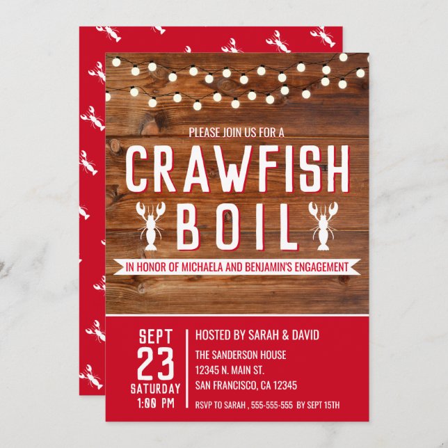 Invitation Crawfish Boire Special Event Party (Devant / Derrière)