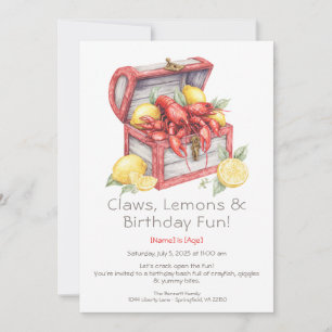 Invitation Crayfish & Lemon Treasure Chest Anniversaire 