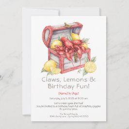 Invitation Crayfish & Lemon Treasure Chest Birthday