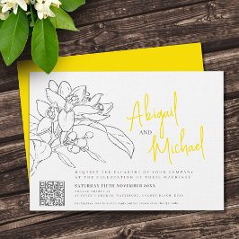 Invitation Crayon citron fleur croquis mariage jaune