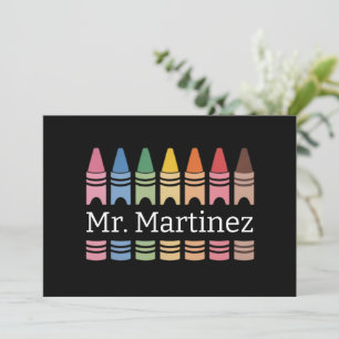 Invitation Crayon Personnalisé Nom de l'enseignant Mignon Dos