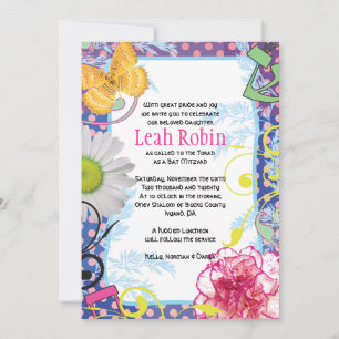 Invitation CRAZY COLLAGE Bat mitzvah Party Card