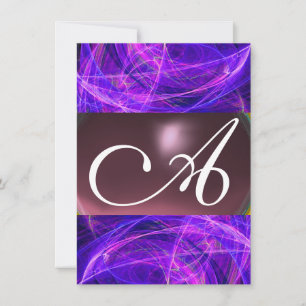 Invitation CRAZY PHOTON MONOGRAM violet noir rsvp