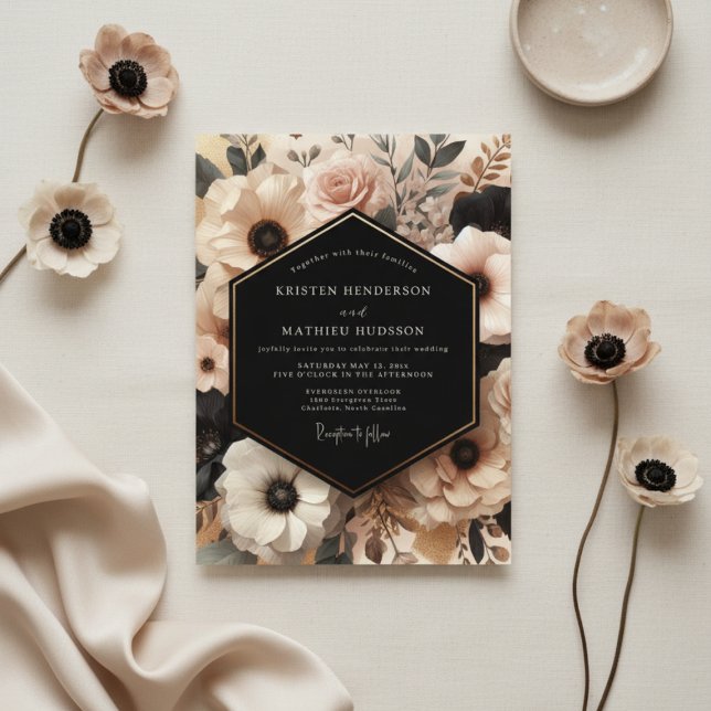 Invitation Cream Blush Floral Romance Wedding (Créateur téléchargé)