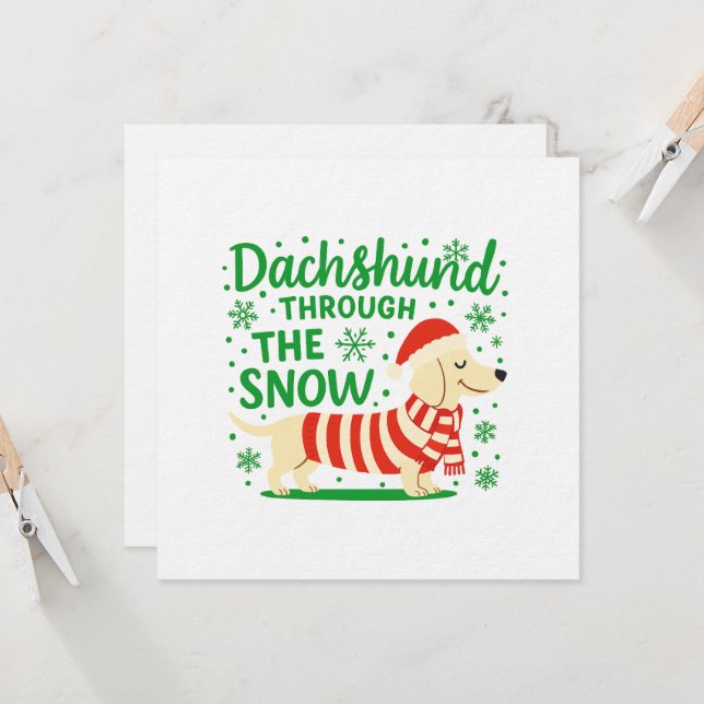 Invitation Cream Dachshund Christmas Invitation/Card (Devant/Arrière en situation)