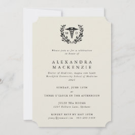 Invitation Cream MD Caduceus + Laurel Wreath Graduation