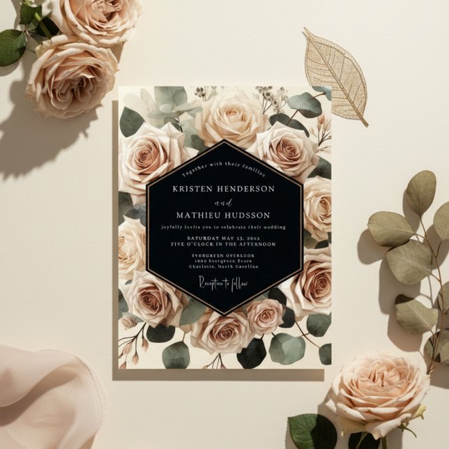 Invitation Cream Rose Botanical Romance Wedding (Créateur téléchargé)