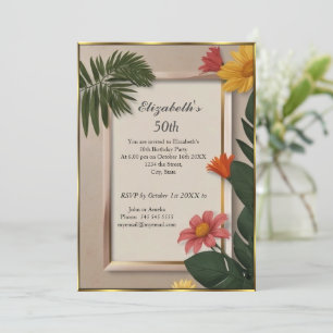 Invitation Cream Summertime 50th Birthday Party