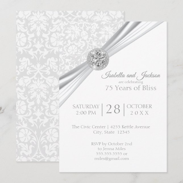Invitation Création élégante pour le 75e / 60e anniversaire d (Devant / Derrière)