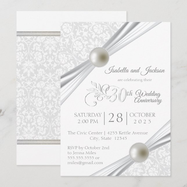 Invitation Création pour le 30e anniversaire de Pearl (Devant / Derrière)