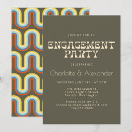 Invitation Création Rétro Funky des Années 70 en Vert Olive p