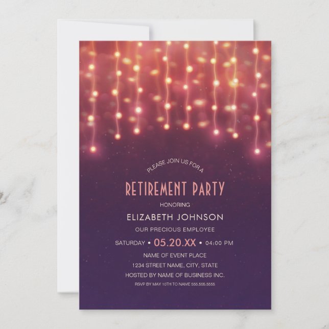 Invitation Creative String Lights Corporate Retirement Party (Devant)