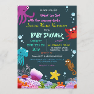 Invitation Créature mignonne sous le baby shower RSVP d'océan