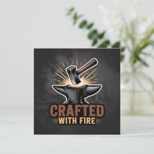 Invitation Créé avec le feu – Autocollant d'artisan rustique