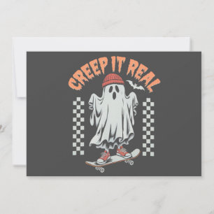 Invitation Creep It Real Retro Halloween patinage fantôme