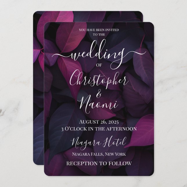 Invitation Créez vos propres Feuilles Fuchsia (Devant / Derrière)