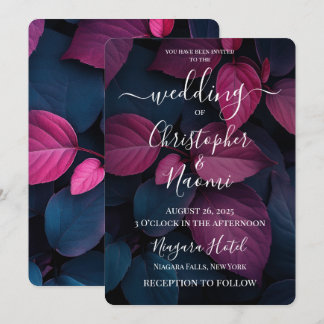 Invitation Créez vos propres Feuilles roses foncés et noirs