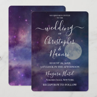 Invitation Créez Votre Propre Ciel de Nuit Violet Pleine Lune