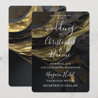 Invitation Créez Votre Propre Luxe Mariage Marbre Noir Or