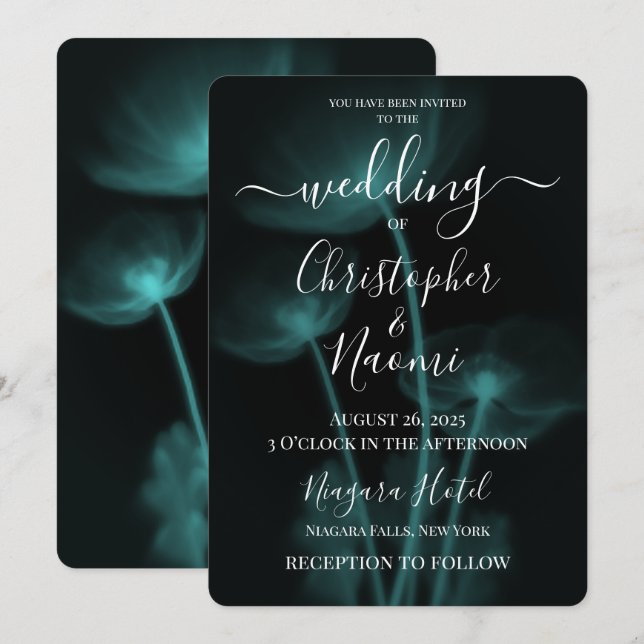 Invitation Créez votre propre Mariage - 3 Fleurs X-Ray (Devant / Derrière)
