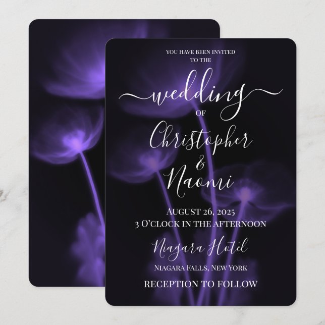Invitation Créez votre propre Mariage - 3 Fleurs X-Ray (Devant / Derrière)