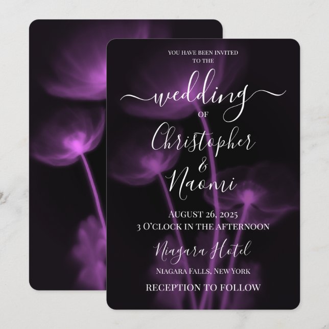 Invitation Créez votre propre Mariage - 3 Fleurs X-Ray (Devant / Derrière)