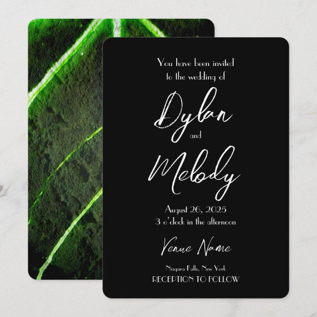 Invitation Créez votre propre Mariage de feuille verte (Devant / Derrière)